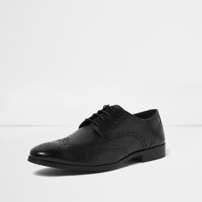 Black leather formal brogues